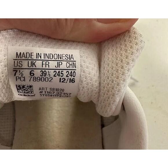 Adidas Stan Smith White Leather Sneakers Navy Heel Classic Tennis Shoes Sz 7.5 - Picture 6 of 8